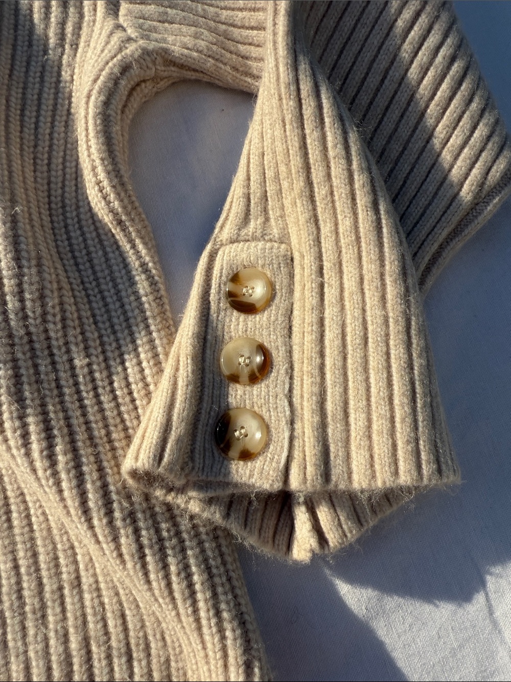 Rachel Zoe Women's Cream Rib-Knit Crewneck Sweater - Picture 3 of 4